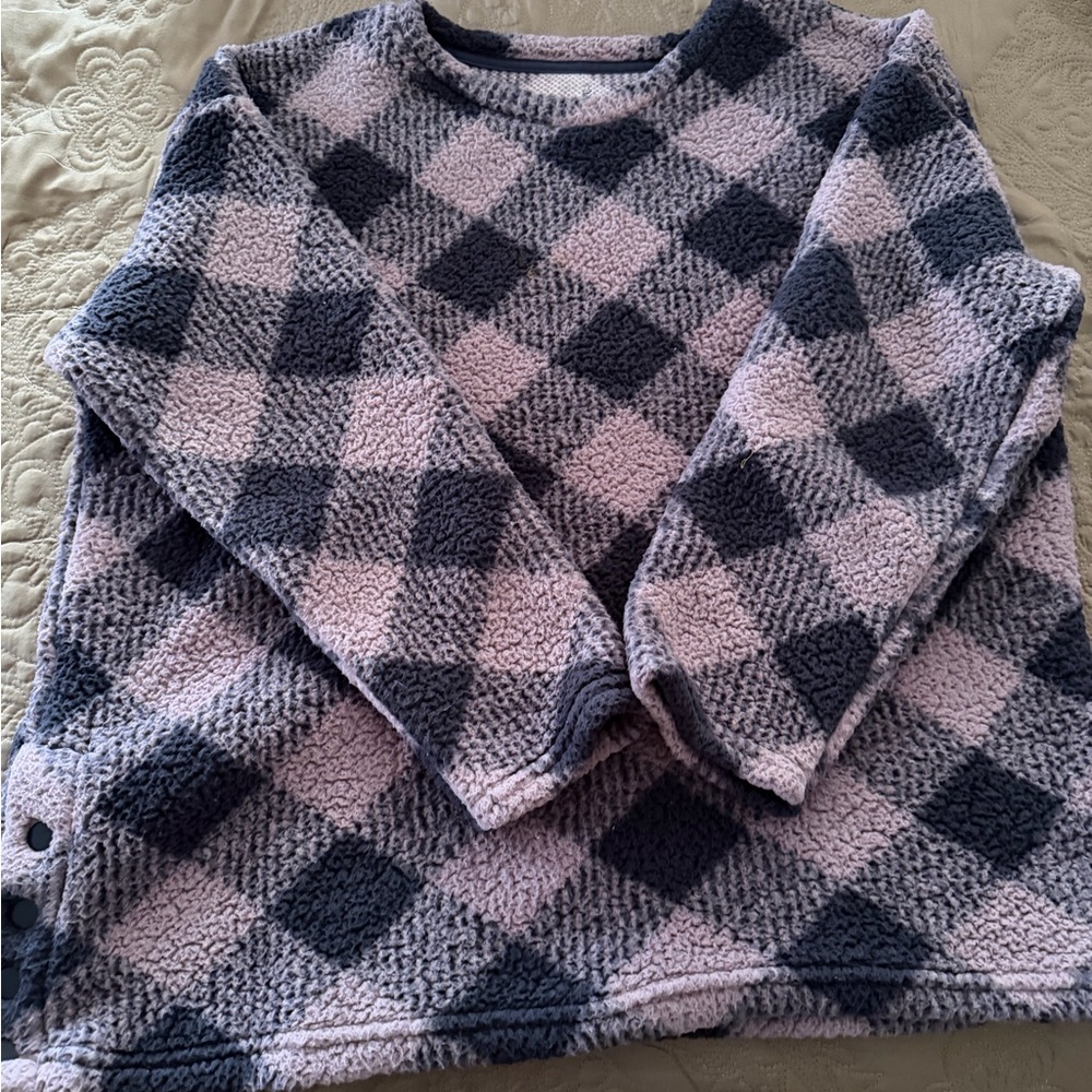 Cuddl Duds Pink and Black Plaid Sweater